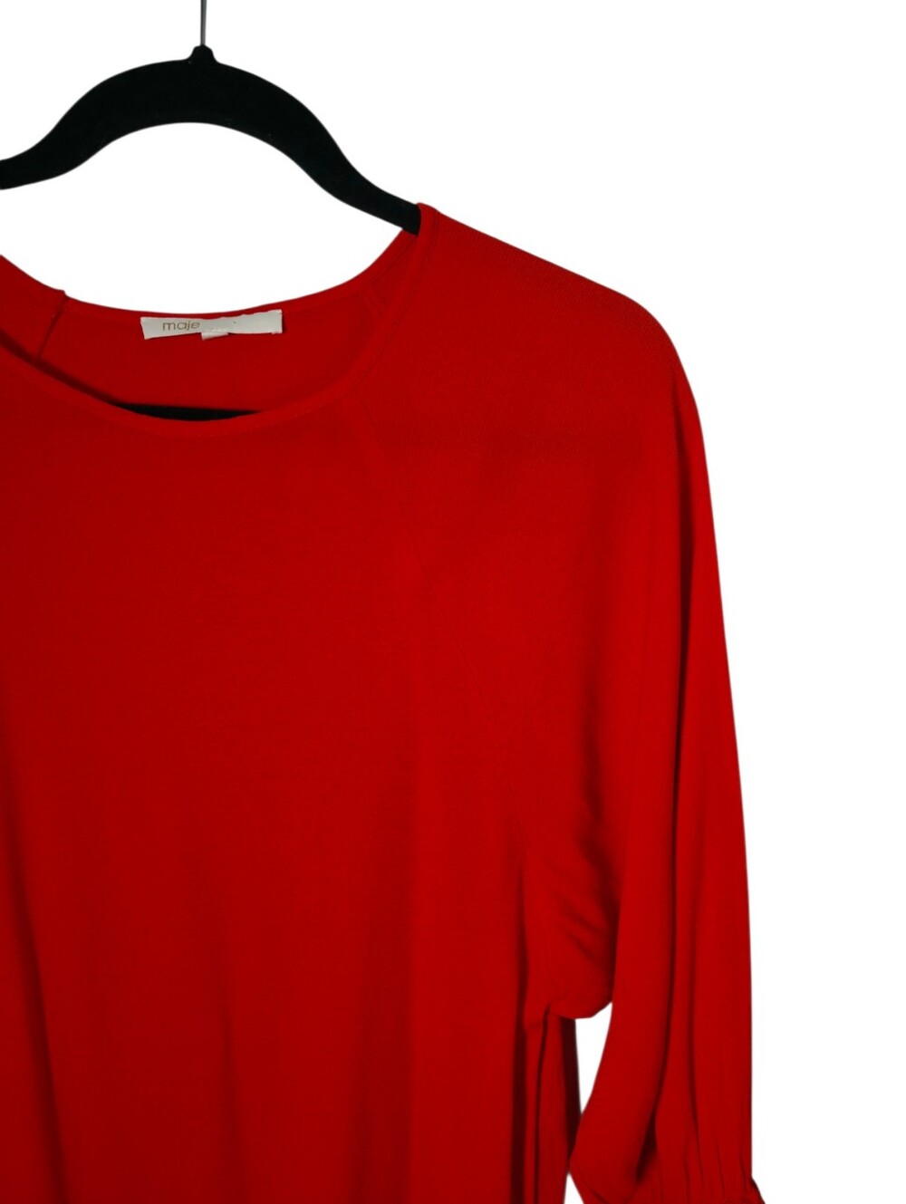 Maje Bright Red Long-Sleeve Ruffle Cuff Dress - Picture 4 of 8
